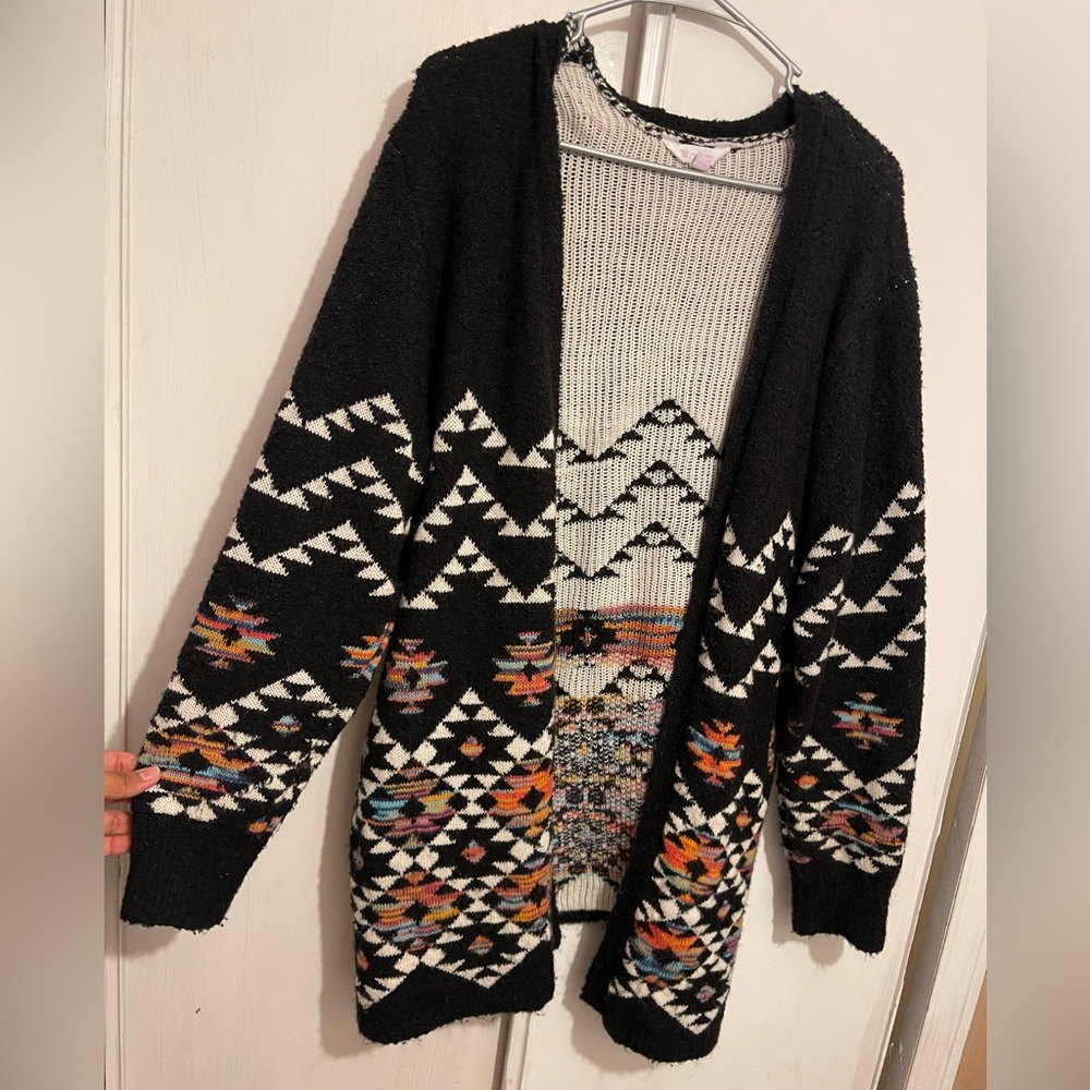 NOBO No Boundaries black Aztec long Cardigan